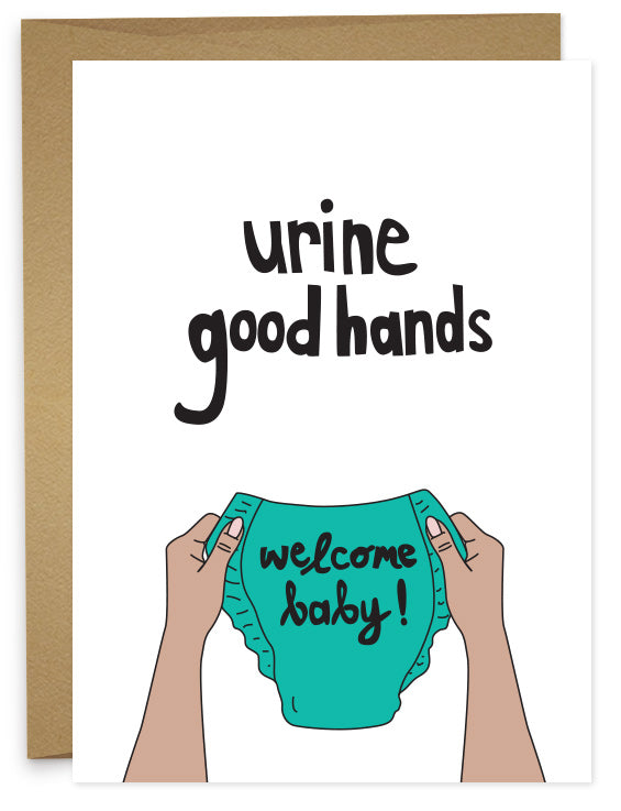Urine Good Hands Baby Card