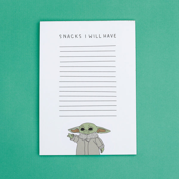 Snacks I Will Have Grogu Notepad