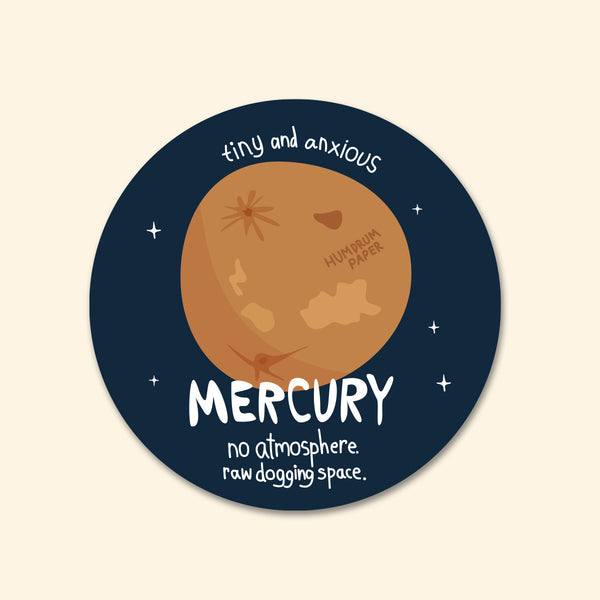 Mercury “Tiny and Anxious” Space Sticker
